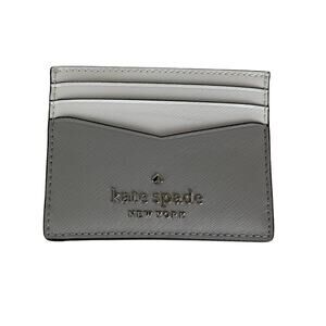 Kate Spade Stacy Color block Slim Card Holder Wallet Gray and White